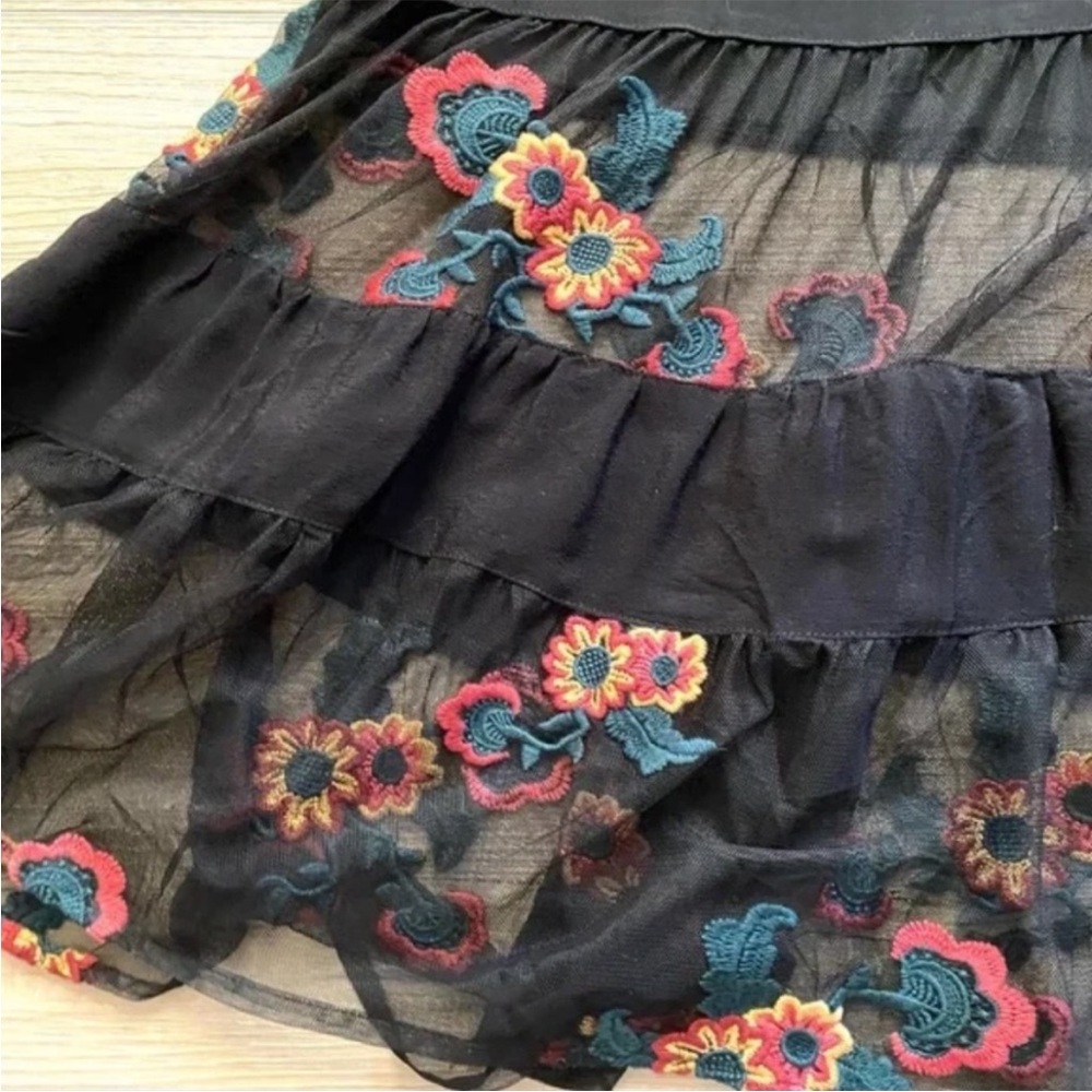 LOWEST PRICE NWOT For Love Lemons Small Black Embroidered Floral Boho Midi Dress - Picture 9 of 14